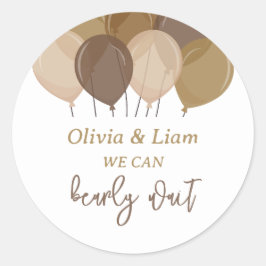 Pegatina Redonda Bearly Wait - Bay Shower Pegatinas