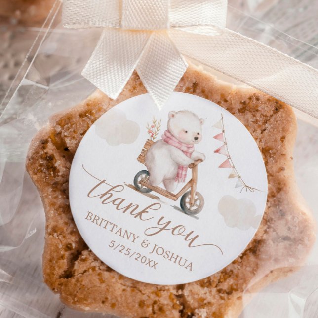 Pegatina Redonda Bearly Wait Chica Baby Shower Gracias (Subido por el creador)