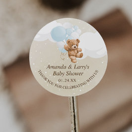 Pegatina Redonda Bearly Wait Dusty Blue Teddy Bear