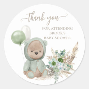 Pegatina Redonda Bearly Wait Green Boho Bear Favor