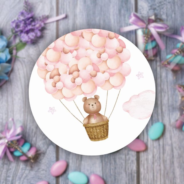 Pegatina Redonda Bearly Wait Teddy Bear Chica Rosa Baby Shower Favo (Subido por el creador)