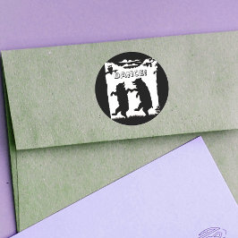 Pegatina Redonda Bears Black Silhouette