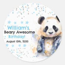 Beary Awesome Boys Watercolor Panda Cumpleaños