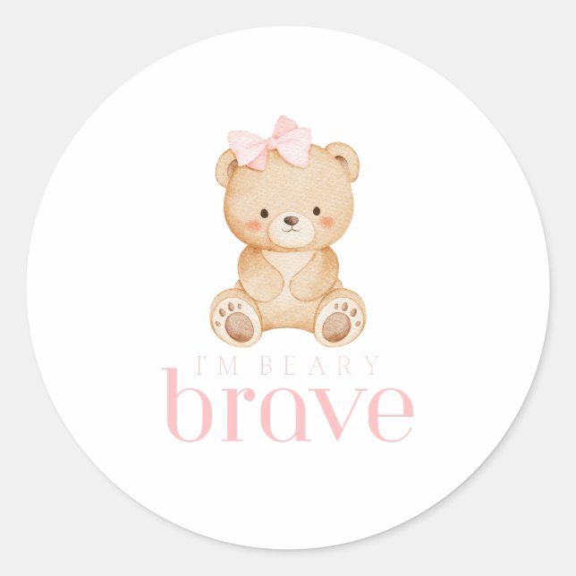 Pegatina Redonda beary brave childhood cancer sick kids cute (Anverso)