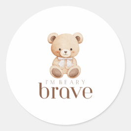 Pegatina Redonda beary brave childhood cancer sick kids cute bear 