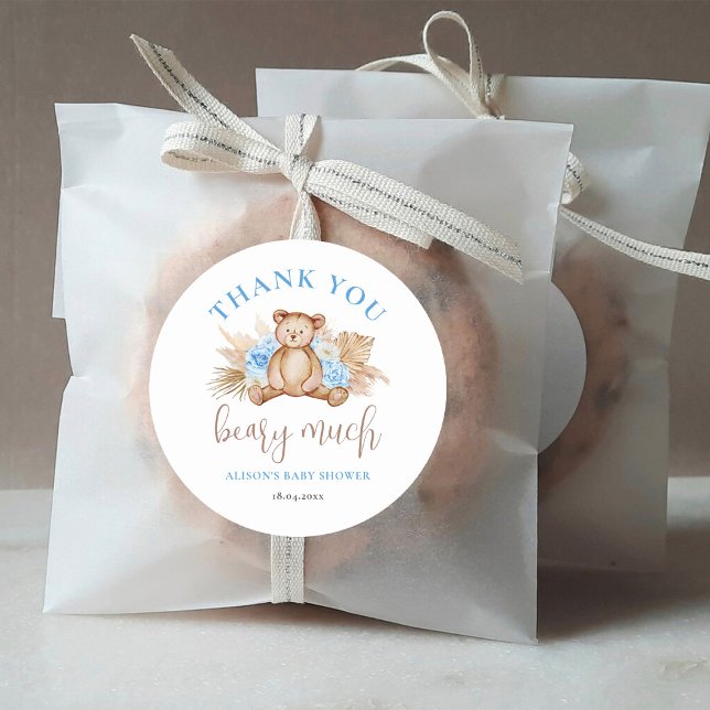 Pegatina Redonda Beary Many Baby Shower Gracias (Subido por el creador)