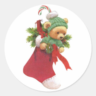 Pegatina Redonda Beary Merry Christmas