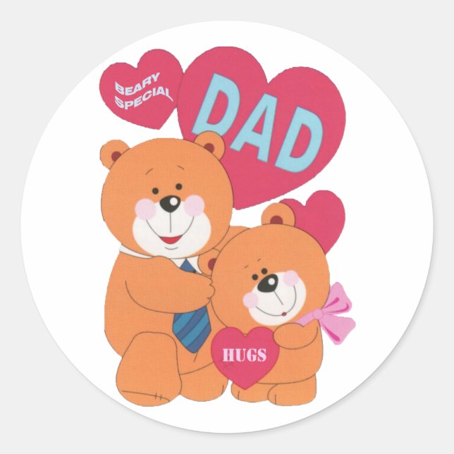 Pegatina Redonda Beary Special Dad (Anverso)