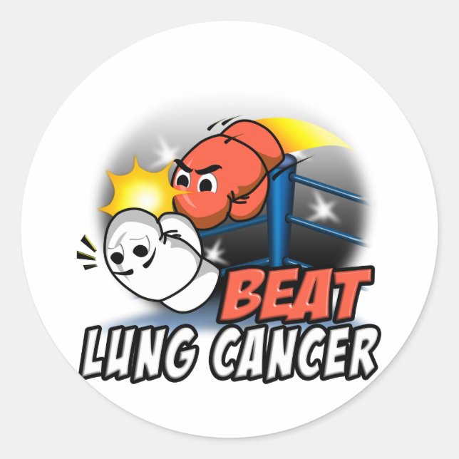 Pegatina Redonda Beat Lung Cancer (Anverso)