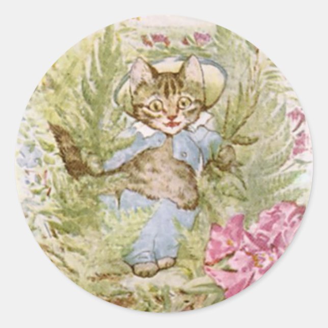 Pegatina Redonda Beatrix Potter Cute Kitten (Anverso)