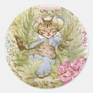 Pegatina Redonda Beatrix Potter Cute Kitten