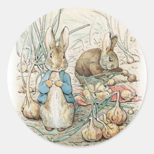 Pegatina Redonda Beatrix Potter Peter Rabbit Y Benjamin Bunny
