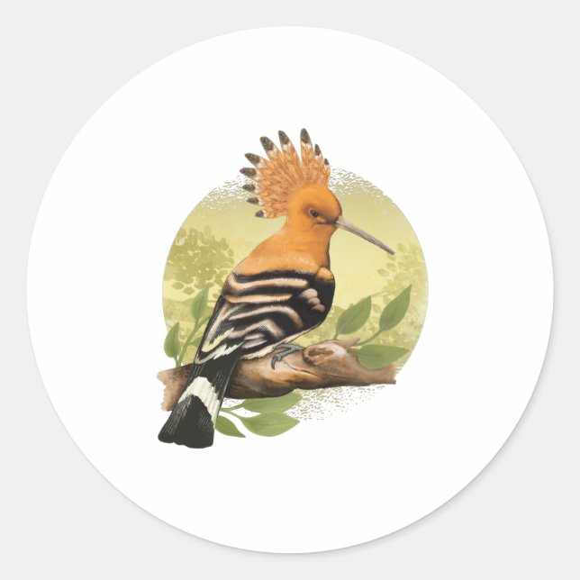 Pegatina Redonda Beautiful Hoopoe For Ornithologists (Anverso)