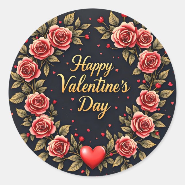 Pegatina Redonda Beautiful Luxury Floral Love Modern Collection (Anverso)