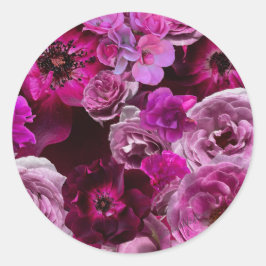 Pegatina Redonda Beautiful Purple Rose Collage