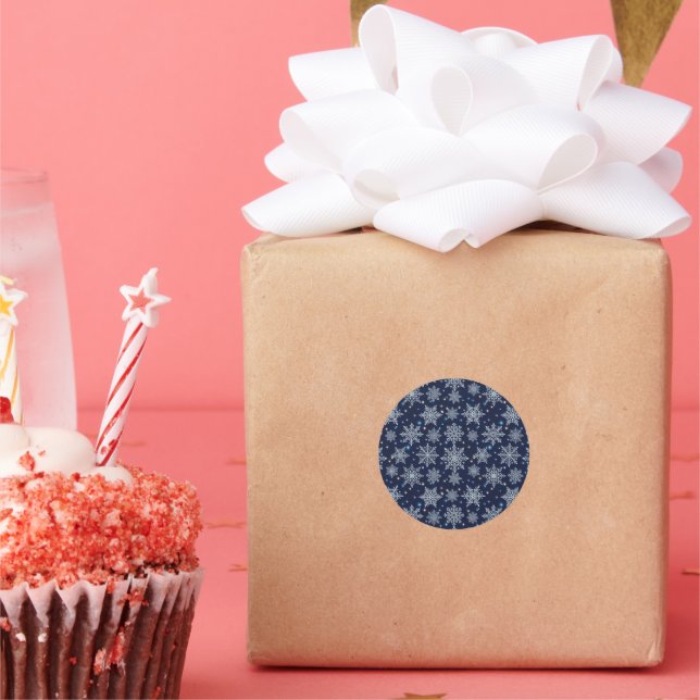 Pegatina Redonda beautiful snow crystal pattern (Fiesta)