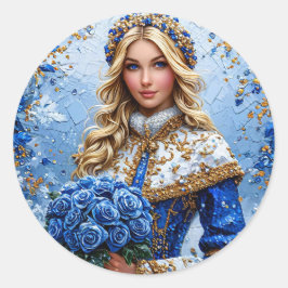 Pegatina Redonda Beautiful Snow Maiden