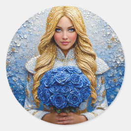 Pegatina Redonda Beautiful Snow Maiden