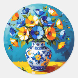 Pegatina Redonda Beautiful Vase of Flowers  