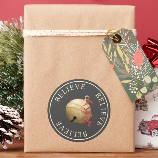 Pegatina Redonda Beautiufl BELIEVE Jingle Bell Navidades (Vacaciones)