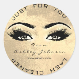 Pegatina Redonda Beauty Browns Makeup Gold Lash Limpiador de maquil