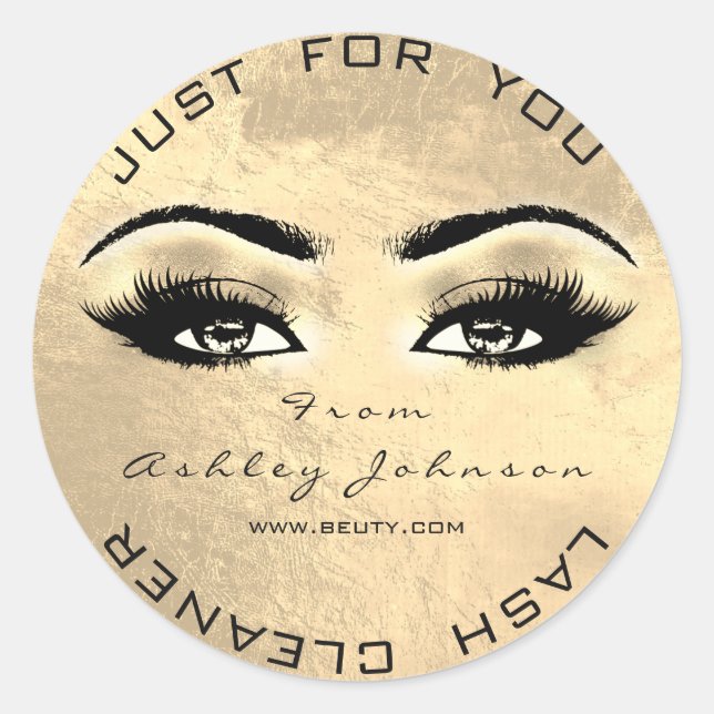 Pegatina Redonda Beauty Browns Sepia Gold Lash Limpiador de maquill (Anverso)