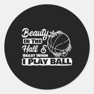 Pegatina Redonda Beauty Play Bysketbyll Player Chica Byller Sporty