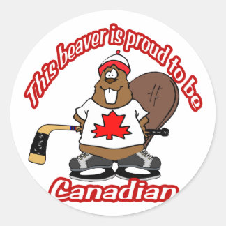 Pegatina Redonda Beaver canadiense