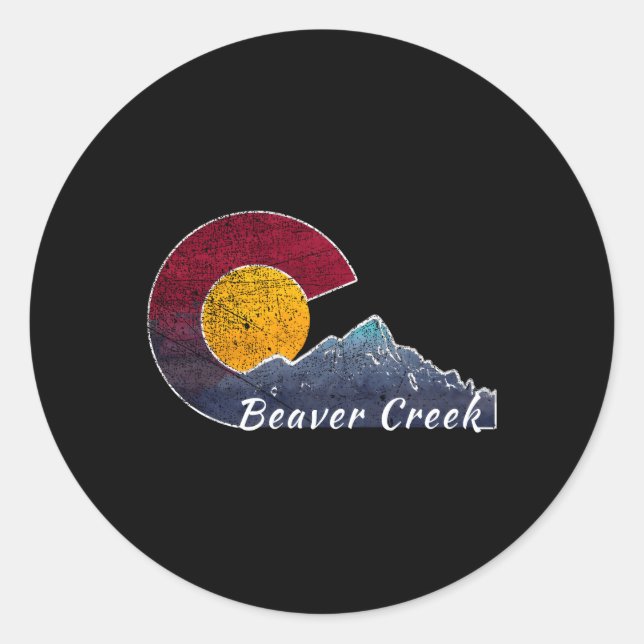 Pegatina Redonda Beaver Creek Bandera Colorado Inspirada (Anverso)