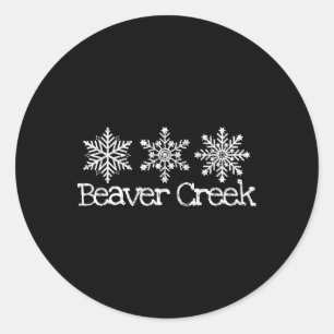 Pegatina Redonda Beaver Creek Colorado Skier Esquí Snowflakes Ski