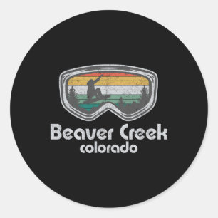 Pegatina Redonda Beaver Creek Snowboarding Retro Colorado Snowboard