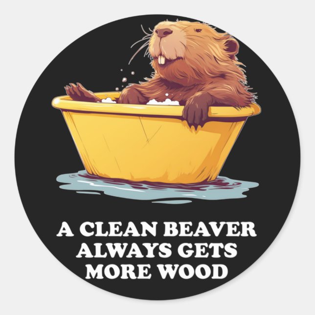 Pegatina Redonda Beaver Lover Bath (Anverso)