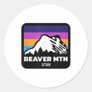 Pegatina Redonda Beaver Mountain Utah Skowboard Sk