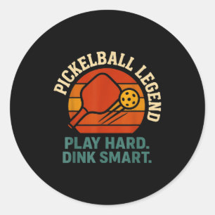 Pegatina Redonda Beba responsablemente pickleball retro divertido v