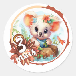 Pegatina Redonda Bébé - 3 mois aussi