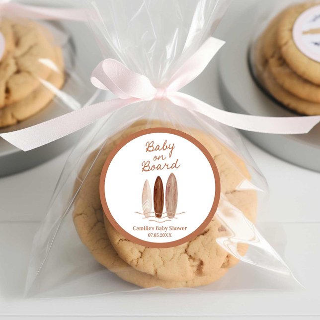 Pegatina Redonda Bebé a bordo de Baby Shower Beach (Baby on Board Beach Themed Baby Shower)
