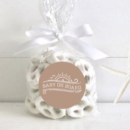 Pegatina Redonda Bebé a bordo Surfing Neutral Baby Shower