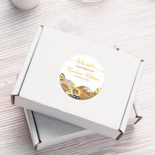 Pegatina Redonda Bebé acuático en construcción