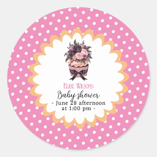 Pegatina Redonda Bebé acuático moderno con ducha de bebé5 (Anverso)