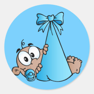 Pegatina Redonda bebé americano africano en paquete