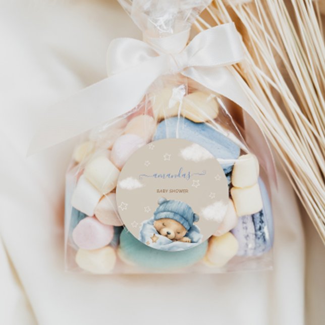 Pegatina Redonda Bebé azul mínimo de oso (Subido por el creador)