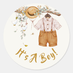 Pegatina Redonda Bebé Boho Equipo colgante