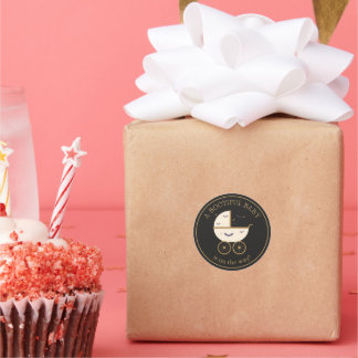 Pegatina Redonda Bebé Bootiful de Halloween en Baby Shower