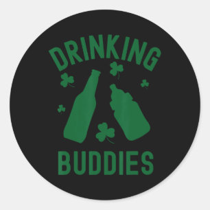 Pegatina Redonda Bebe Buddies St Patrick's Day Shamrock Beer Da
