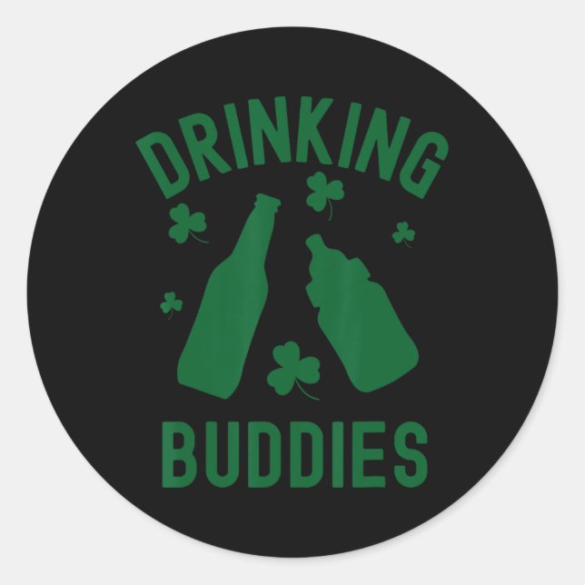 Pegatina Redonda Bebe Buddies St Patrick's Day Shamrock Beer Da (Anverso)