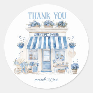 Pegatina Redonda Bebe Cafe Bonjour Bebe Tema parisino Baby Shower