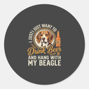 Pegatina Redonda Bebe cerveza Beagle perro cerveza artesanal botell