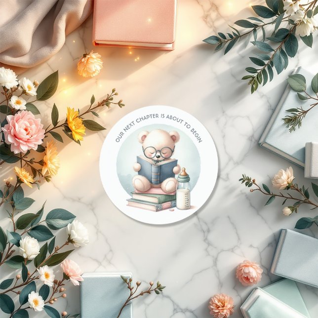 Pegatina Redonda Bebé con tema de cuento de hadas (Storybook Baby Shower Classic Round Sticker)