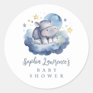 Pegatina Redonda Bebé cutto Hippo Baby Shower