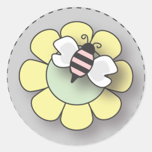Pegatina Redonda Bebé de abeja rosa